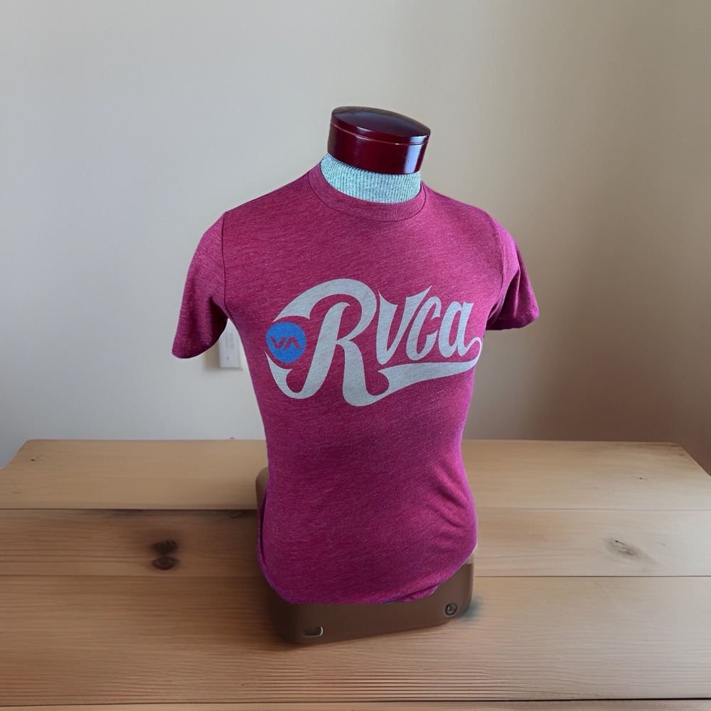 RVCA Mens T-Shirt Small Magenta Graphic Artist Network Program Heathered Tee